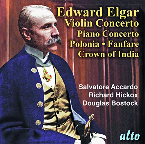 CD cover featuring portrait of composer Edward Elgar and text details.