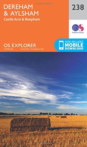 Dereham & Aylsham Map | Castle Acre & Reepham | Ordnance Survey | OS Explorer Map 238 | England | Walks | Hiking | Maps | Adventure