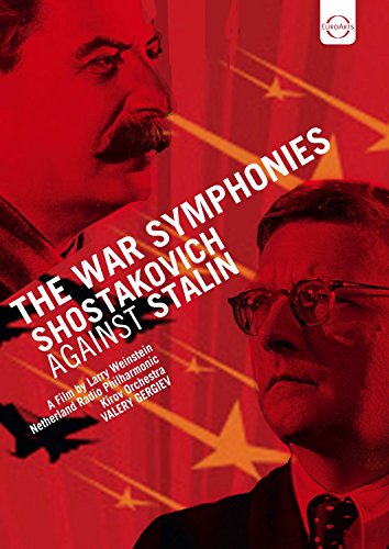 DVD cover featuring portraits of Shostakovich and Stalin, red and white design.