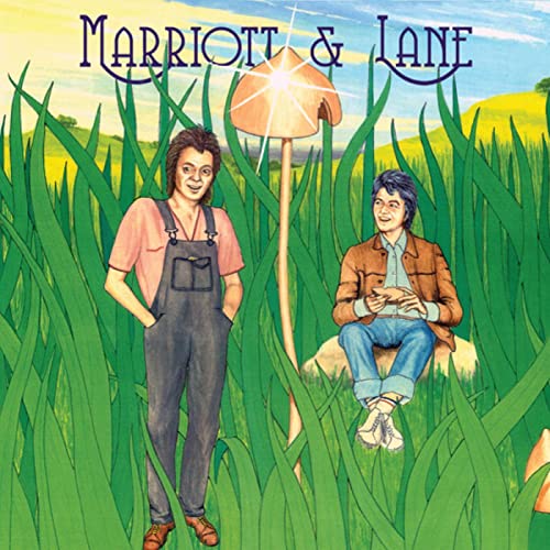 Album cover for Steve Marriott & Ronnie Lane’s “The Majic Mijits” with illustrated figures.