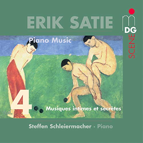 CD cover for Erik Satie’s Piano Music, Vol. 4, featuring figures in a field.