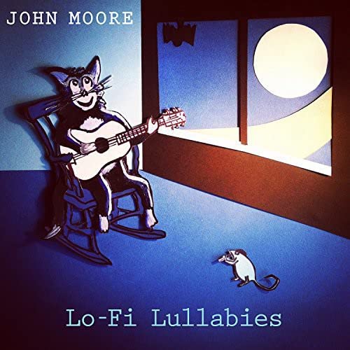 Album cover: cartoon cat playing guitar, mouse below, moonlit window.
