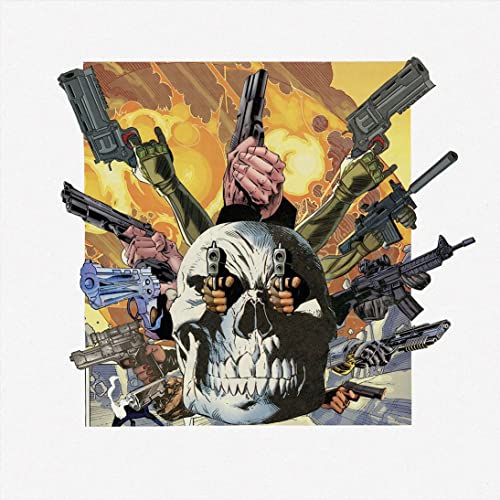 Album cover: Skull surrounded by hands holding various firearms.