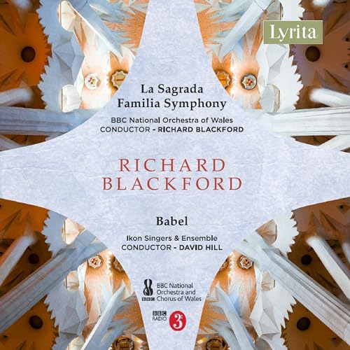 CD cover featuring architectural details and text for “La Sagrada Familia Symphony.”