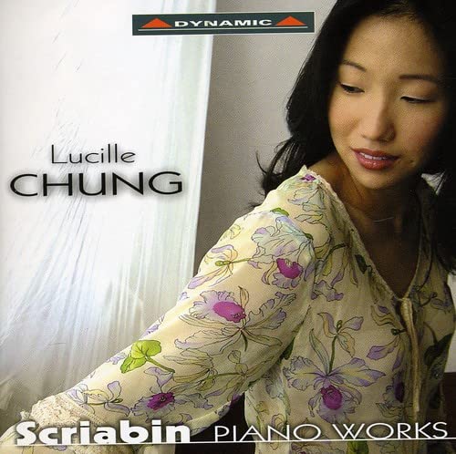 CD cover featuring pianist Lucille Chung and floral patterned sleeve.