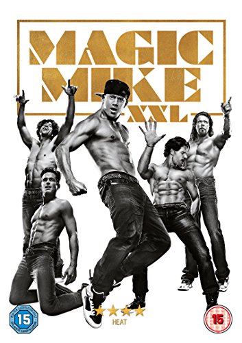Magic Mike XXL" DVD cover featuring five shirtless men in dance poses.