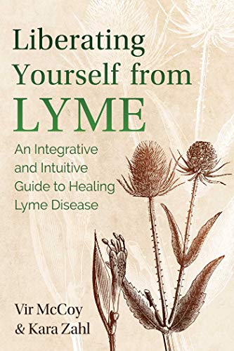 Book cover with botanical illustrations and title “Liberating Yourself from Lyme.”
