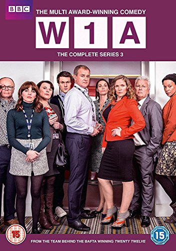 DVD cover for BBC comedy “W1A” Series 3 featuring a group of people.