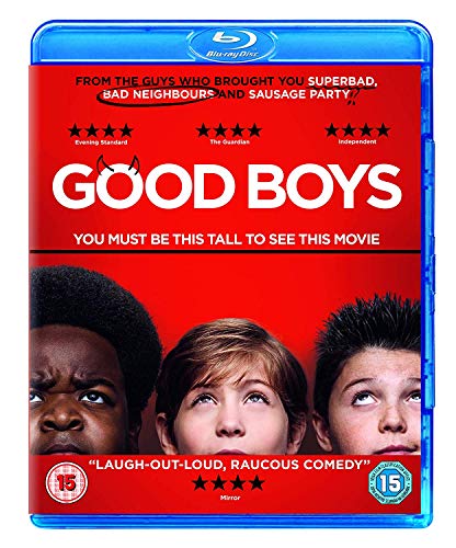Blu-ray case for Good Boys featuring three young boys against a red background.