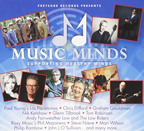 CD cover for "Music Minds," featuring multiple musician portraits and musical notes.