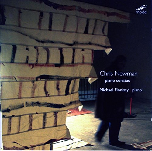 CD cover: abstract, striped tower image with text “Chris Newman piano sonatas”.