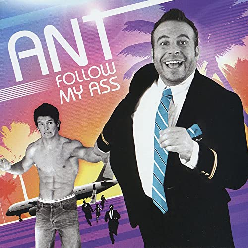 CD cover for “Ant - Follow My Ass” featuring two men and a plane.