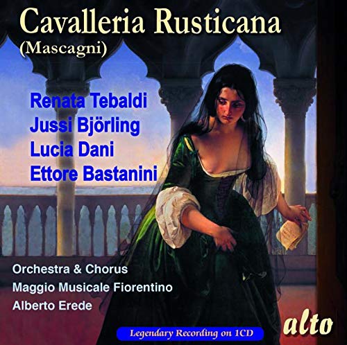 CD cover for “Cavalleria Rusticana” featuring Renata Tebaldi and Jussi Björling.