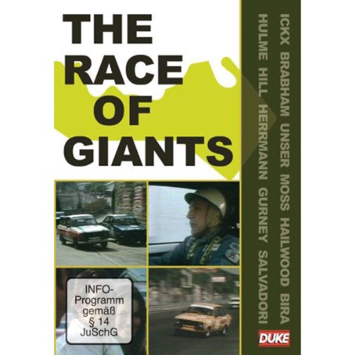 DVD cover for "Race Of Giants" featuring vintage racing cars and drivers.