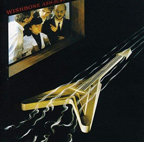 Wishbone Ash “Just Testing” CD cover with band photo and guitar graphic.