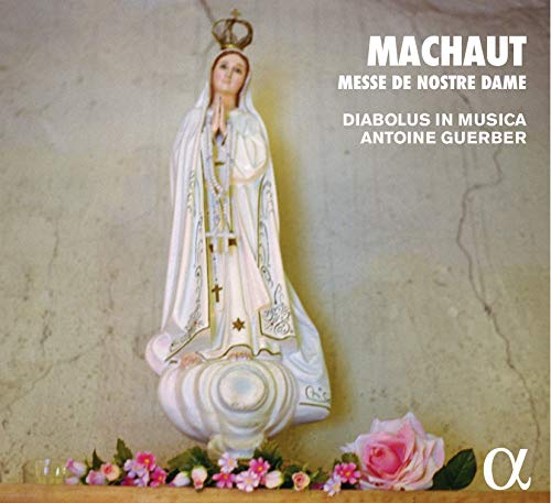 CD cover featuring a white statue of the Virgin Mary with flowers.