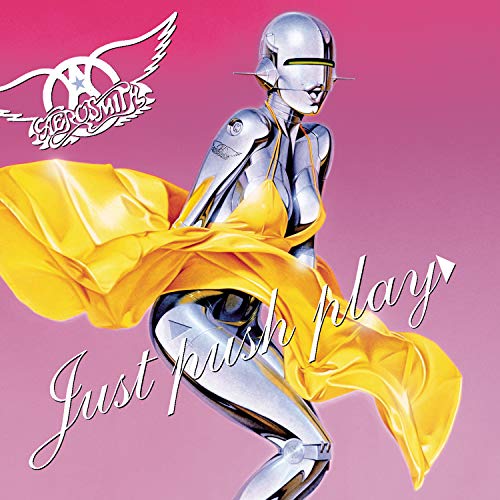 Aerosmith "Just Push Play" CD cover with a silver robotic figure.