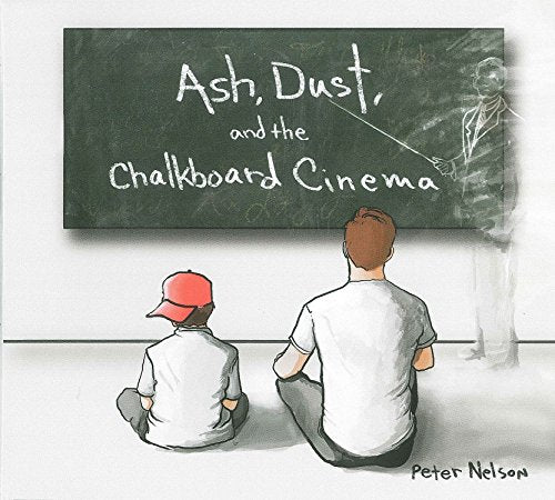 Illustration of two figures watching a chalkboard with writing on it.