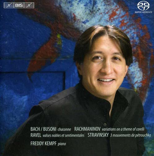 CD cover featuring pianist Freddy Kempf against a blue and red abstract background.