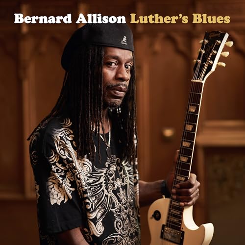 Bernard Allison portrait with guitar, album cover for "Luther's Blues".