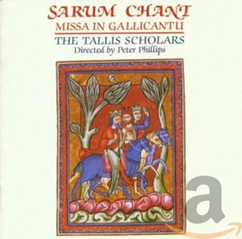 CD cover for "Sarum Chant" by The Tallis Scholars, featuring medieval art.