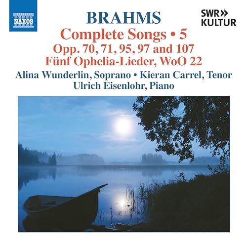 CD cover for Brahms’ Complete Songs, Vol. 5, featuring a lakeside scene.