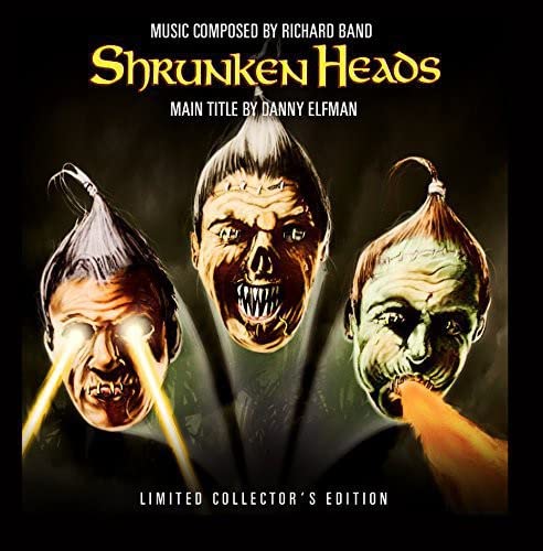 CD cover for “Shrunken Heads” soundtrack featuring illustrated shrunken heads.