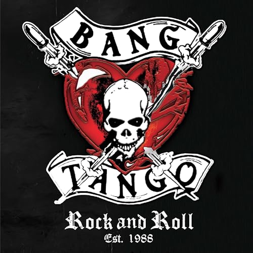 Bang Tango album cover: skull, heart, crossed pistols, and band name.