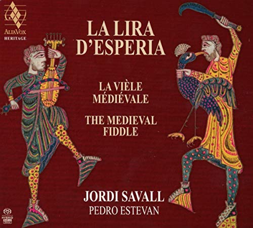 CD cover: two musicians with medieval stringed instruments and a peacock.