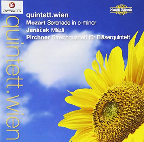 CD cover with sunflowers and text: Mozart, Janáček, Pirchner compositions.