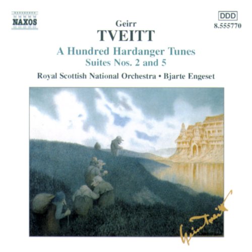 CD cover for Geirr Tveitt’s “A Hundred Hardanger Tunes,” featuring a landscape painting.