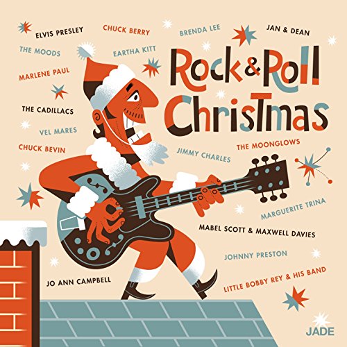 Rock & Roll Christmas" CD cover with Santa playing an electric guitar.