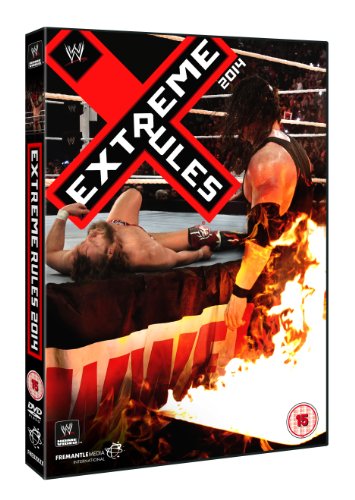 DVD cover for WWE Extreme Rules 2014, featuring wrestlers and flames.
