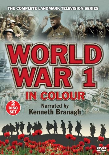 DVD cover for “World War 1: In Colour” featuring soldiers and poppies.