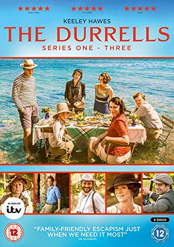 DVD cover for "The Durrells" series one to three, family portrait.