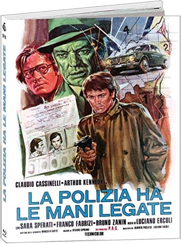 Blu-ray cover for Italian crime film "La Polizia Ha Le Mani Legate," featuring men with guns.