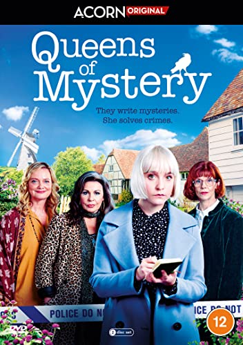 DVD cover for “Queens of Mystery” featuring four women in a village scene.
