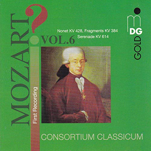 CD cover for Mozart Vol. 6 featuring a portrait and green background.