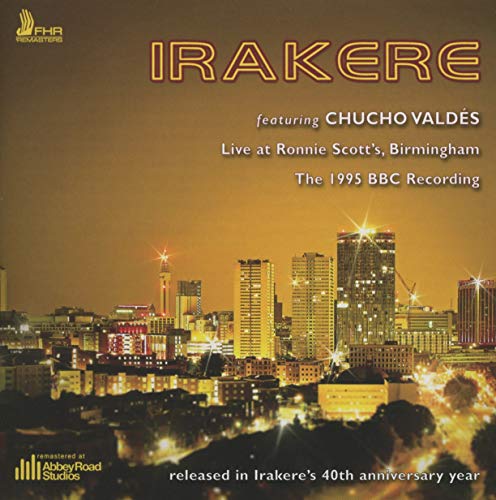 CD cover for Irakere featuring Chucho Valdés, with a city skyline.