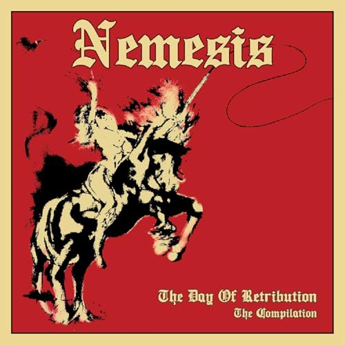 CD cover: knight on rearing horse against a red background.