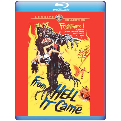 Blu-ray cover art featuring a monstrous tree creature holding a woman against yellow flames.