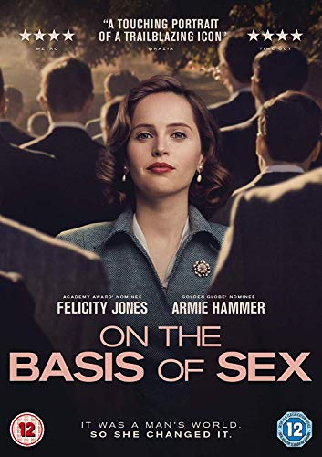 Felicity Jones stands in a crowd in this On the Basis of Sex DVD cover.