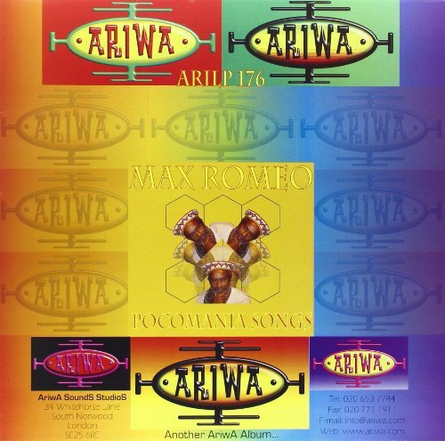 Vinyl record cover for "Pocomania Songs" by Max Romeo, with colorful design.