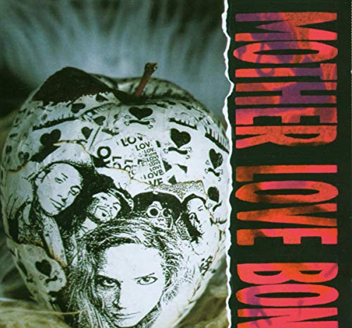 CD cover: apple with collage of faces and hearts, band name right side.
