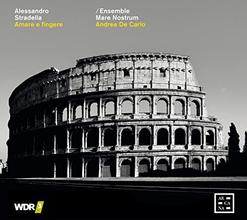 CD cover: The Colosseum in Rome, black and white with yellow text.