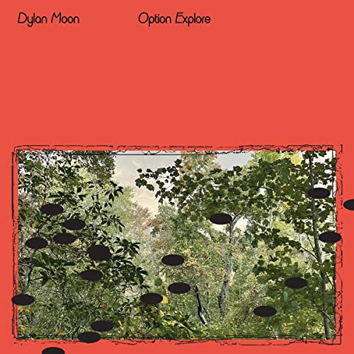 CD cover: red background with a forest scene and black circles.
