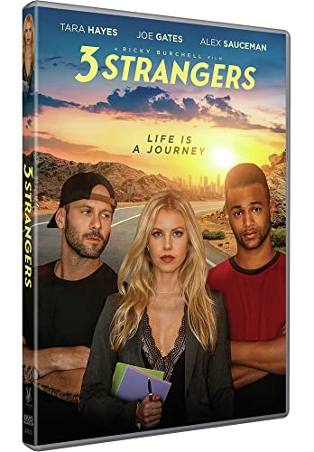 DVD cover for "3 Strangers" featuring three people and a road.