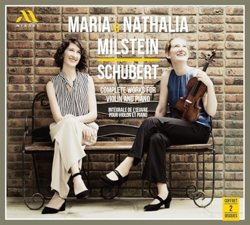 CD cover featuring two women with a violin, posing on a bench.