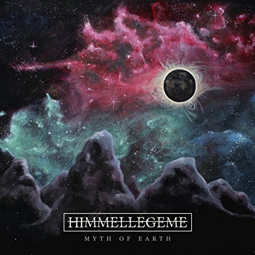 Album cover: rocky landscape beneath a cosmic, colorful nebula and eclipse.