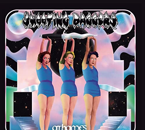 CD cover: three women holding a crescent moon in a surreal landscape.